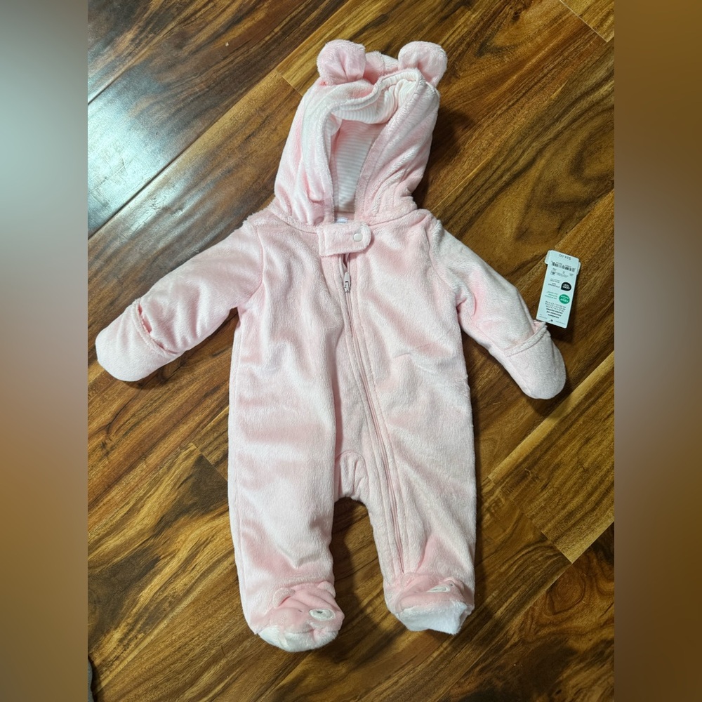NWT Carter's Pink Mink Hooded Bunting - NB
